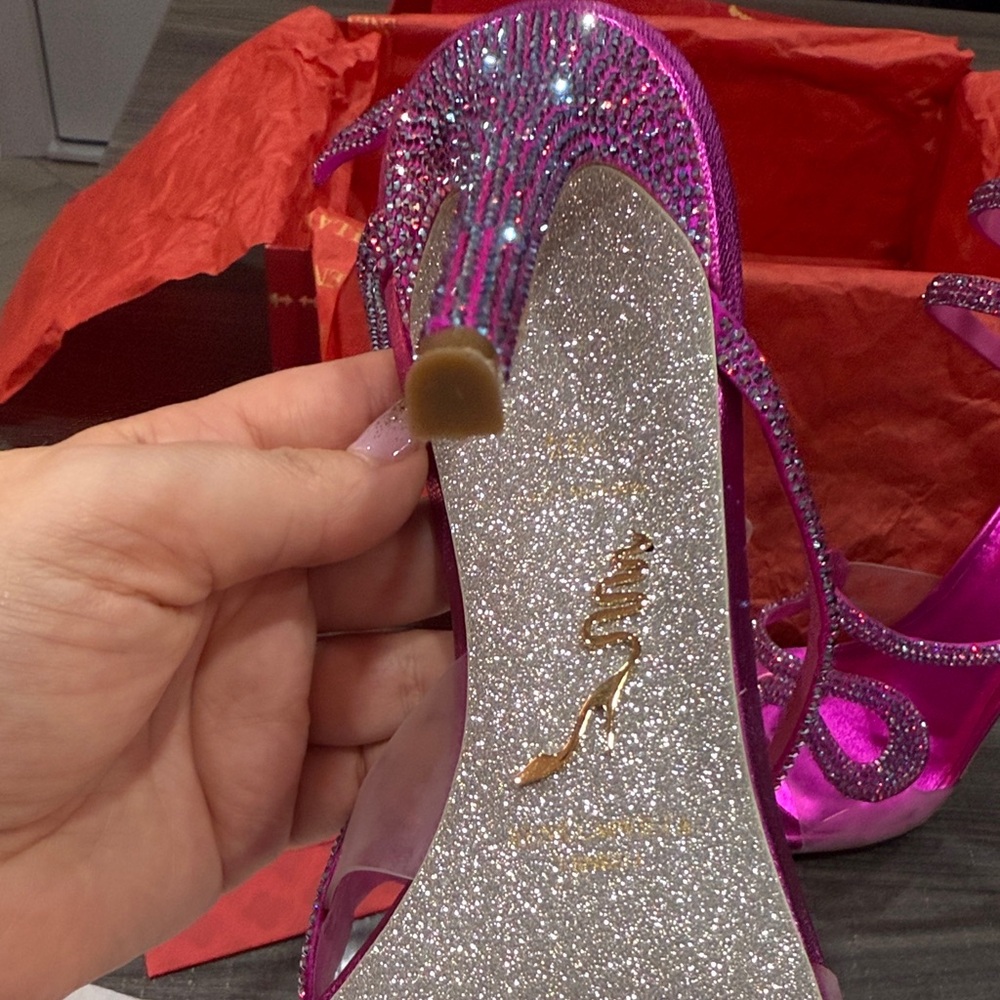 Rene Caovilla Pink Crystal Embellished Heels (new) - Picture 13 of 17